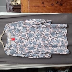 NWT Sunday Morning Boutiquey Dress/Tunic Gray/Blue Cheetah Print Pockets Size L